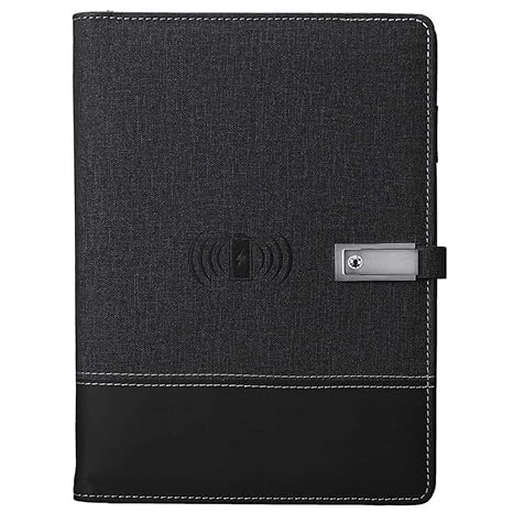 Bloc-Notes de Charge sans Fil Multifonctionnel 8000 MAh Power Bank Note Book Power Bank Binder Spiral Diary Book + USB Flash Disk,8000mah Note Book